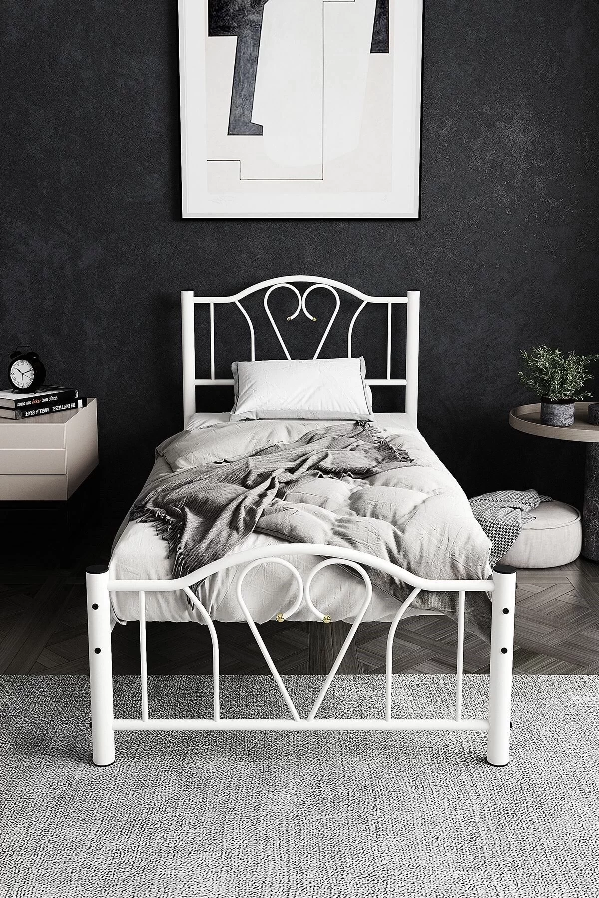 Picture of Orkide Tek Kişilik Ferforje Metal Karyola Beyaz