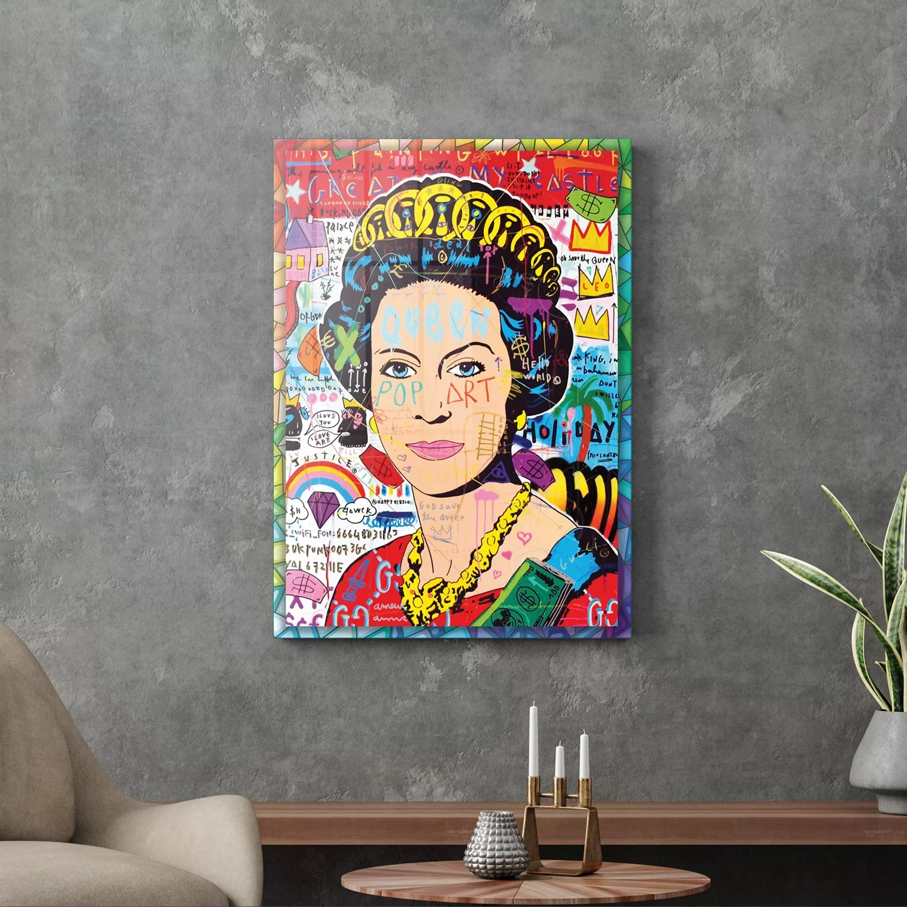 Picture of Decovetro Cam Tablo Pop Art Queen 50x70 cm