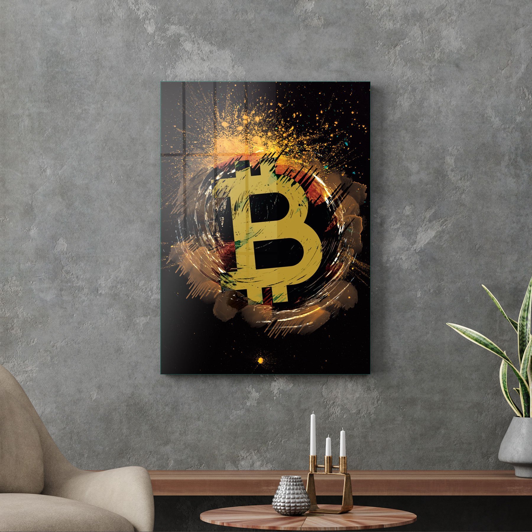Picture of Decovetro Cam Tablo Bitcoin Temalı 50x70 cm