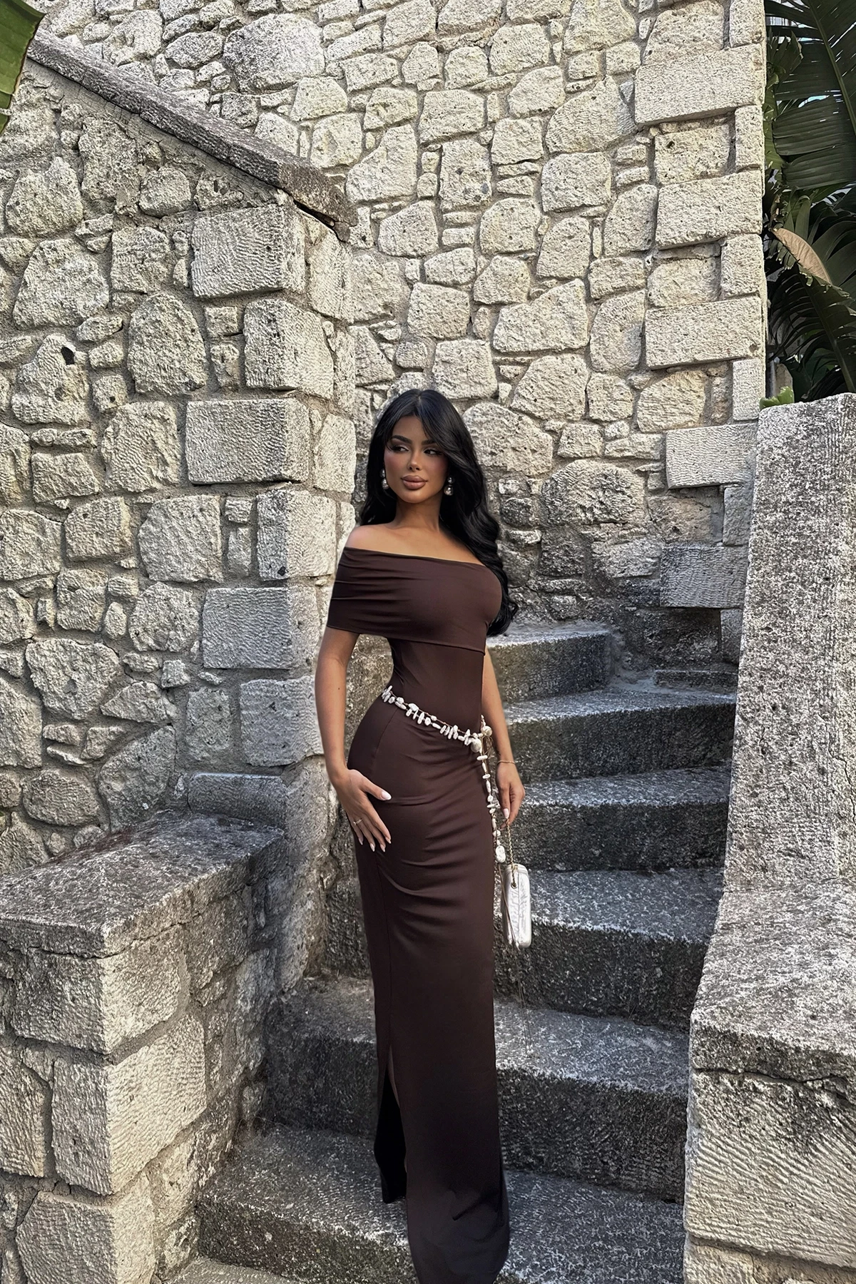 Picture of Brown Vanya Single Sleeve Dress