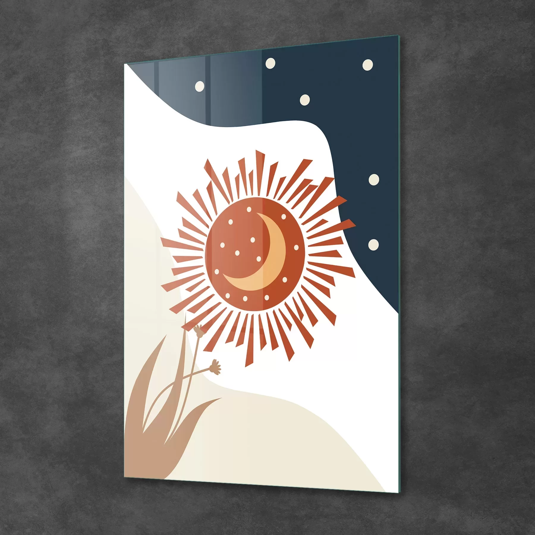 Picture of Decovetro Cam Tablo Shiny Sun And Moon 30x40 cm