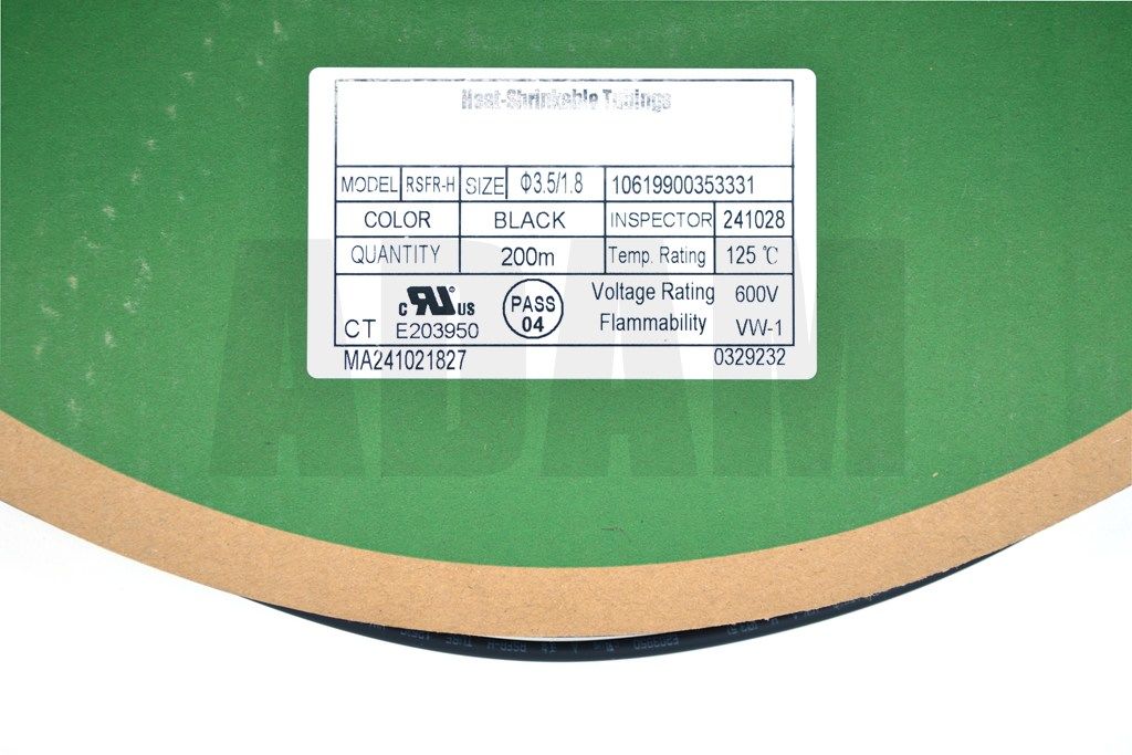 Picture of 200 Metre 3,5mm Siyah Isı İle Daralan Makaron Isıyla MT-M3.5S