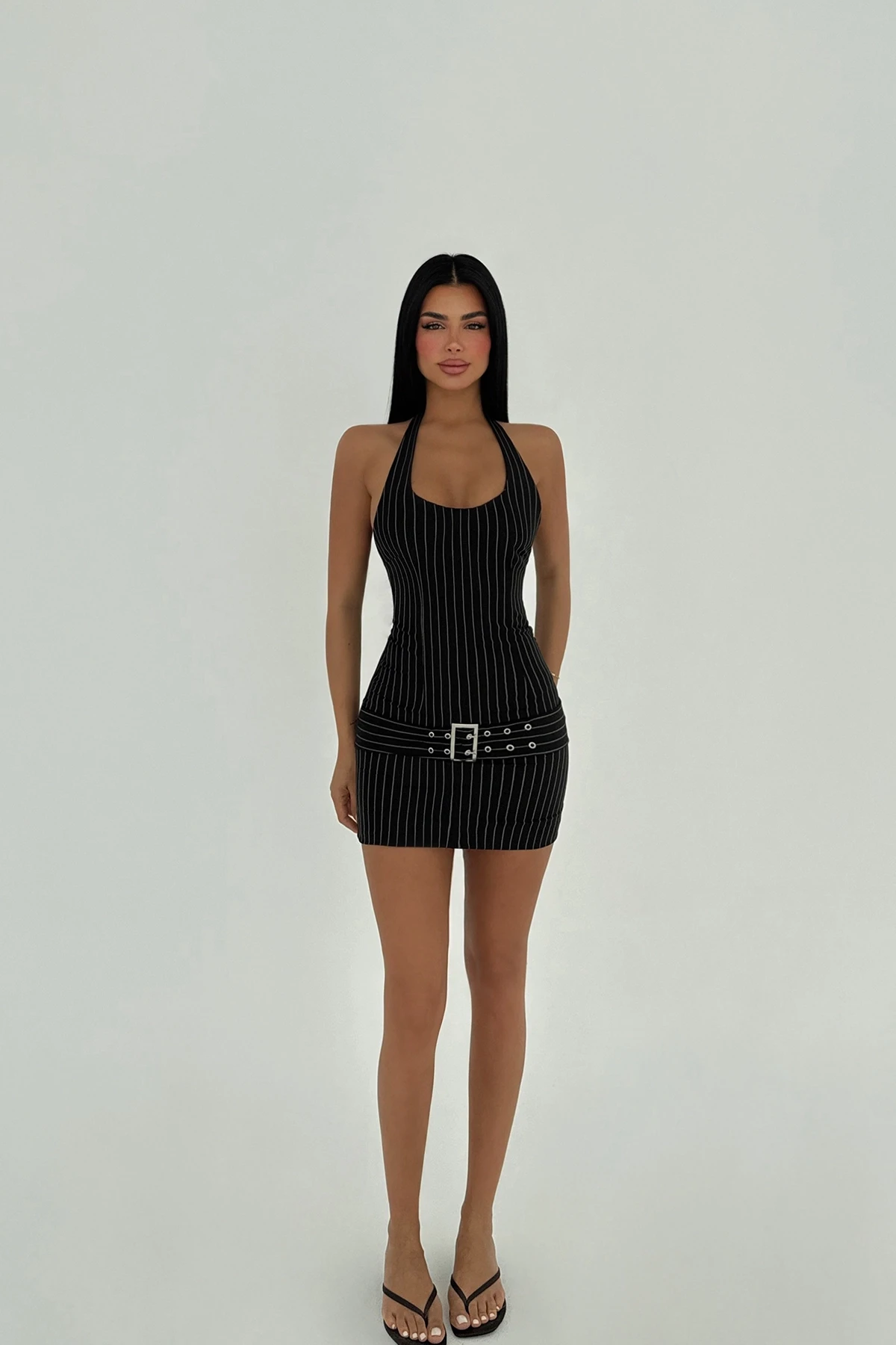 Picture of Black Belt Joa Mini Belt Detail Dress