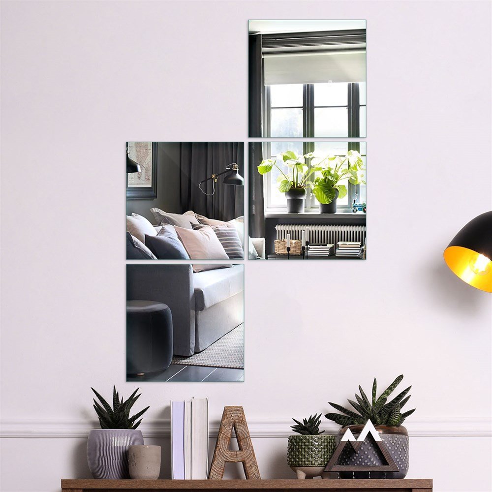 Picture of Decovetro Ayna 4 Parça Kare Dekoratif Duvar Aynası 30 x 30 Cm