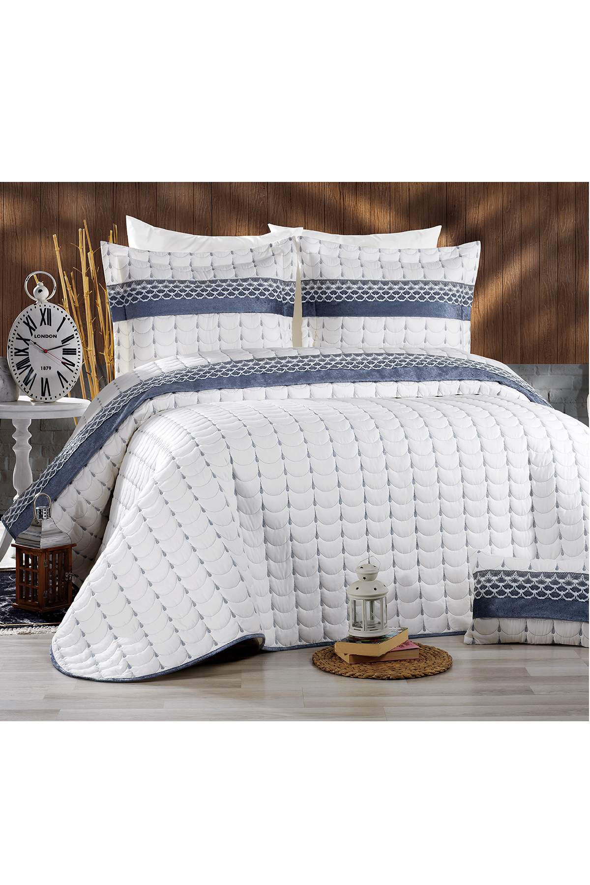 Picture of Colors Micro Çift Kişilik Yatak Örtüsü Krem Gri