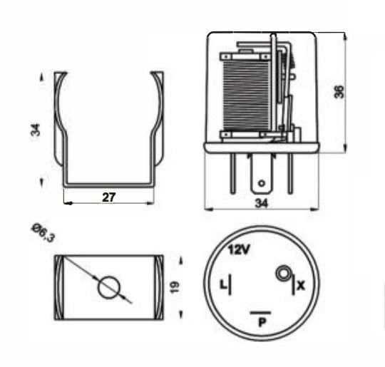 Picture of 12V Üniversal Sinyal Flaşörü 3 Fişli Şeffaf ELO