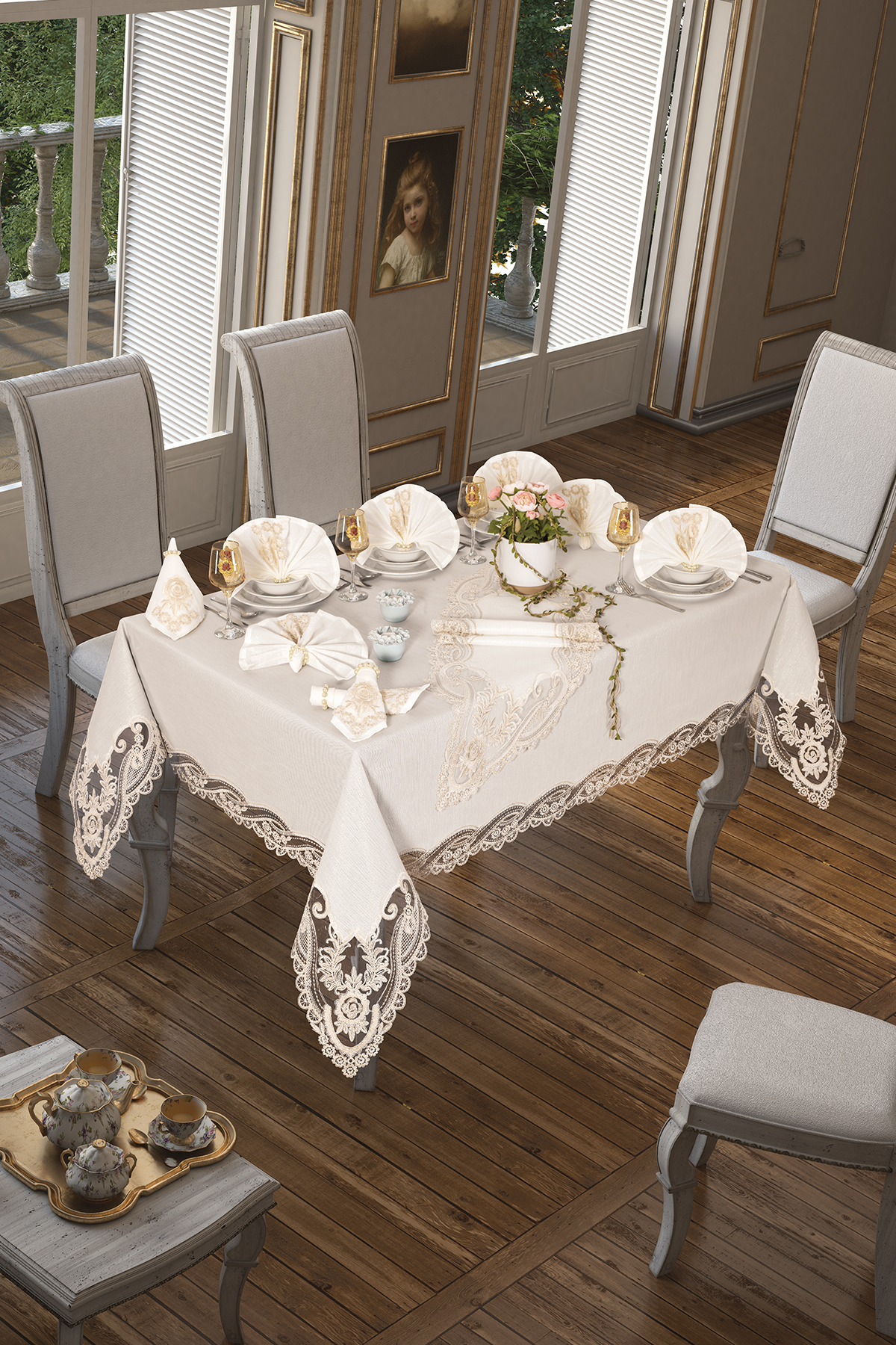 Picture of İhtişam Masa Örtüsü 26 Parça Krem