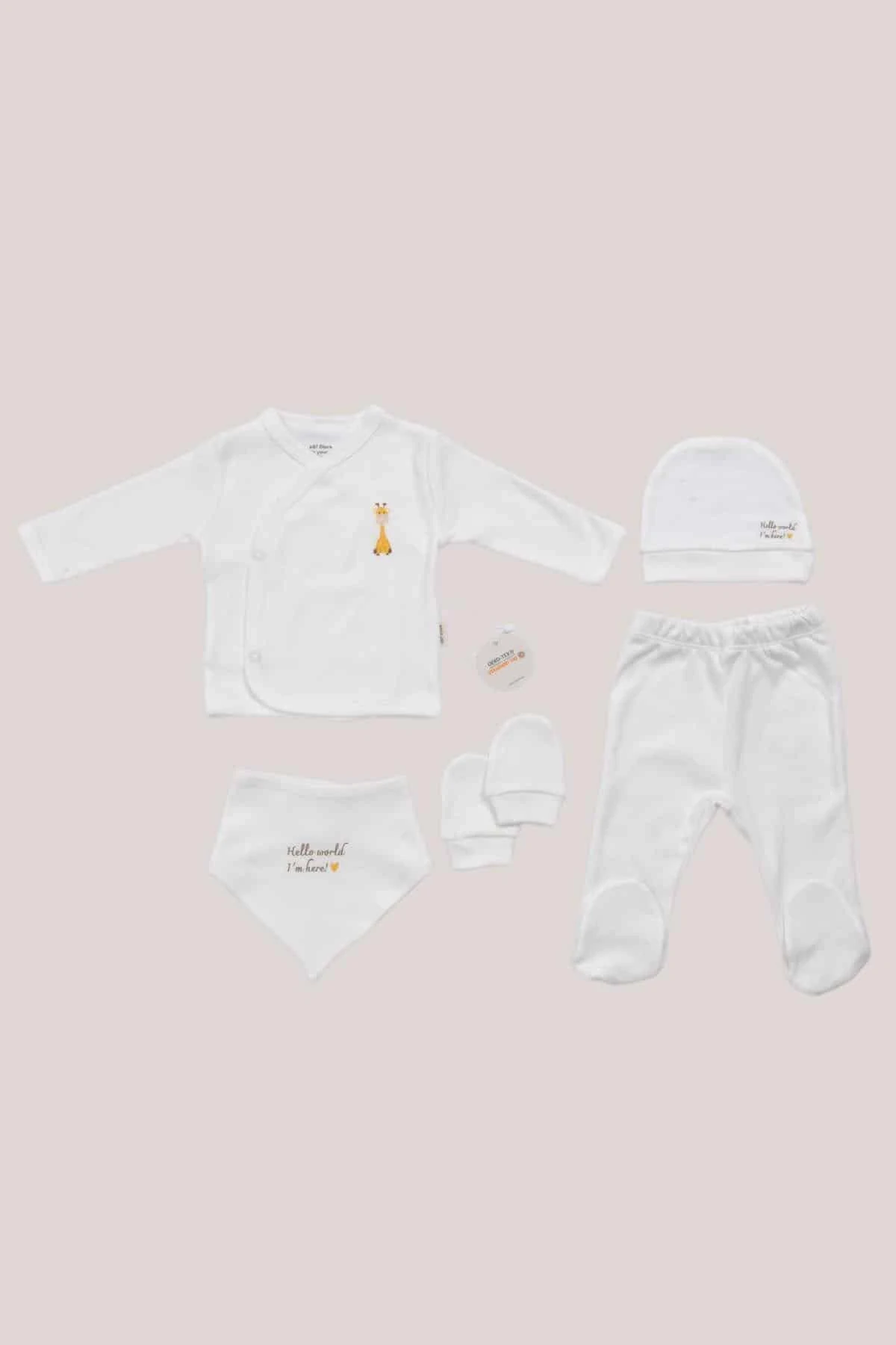 Picture of 5’li Yenidoğan Hastane Çıkışı Seti - Doğal Pamuklu - Zürafa Desenli