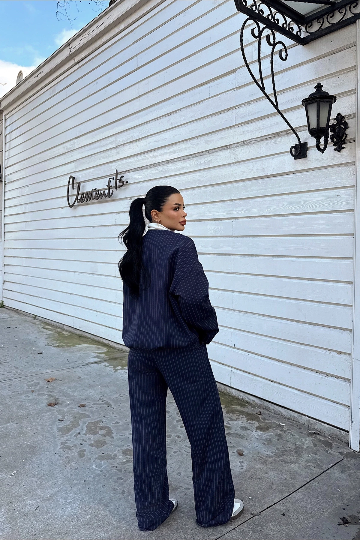 Picture of Navy Blue Pocket Detail Trouser Suit