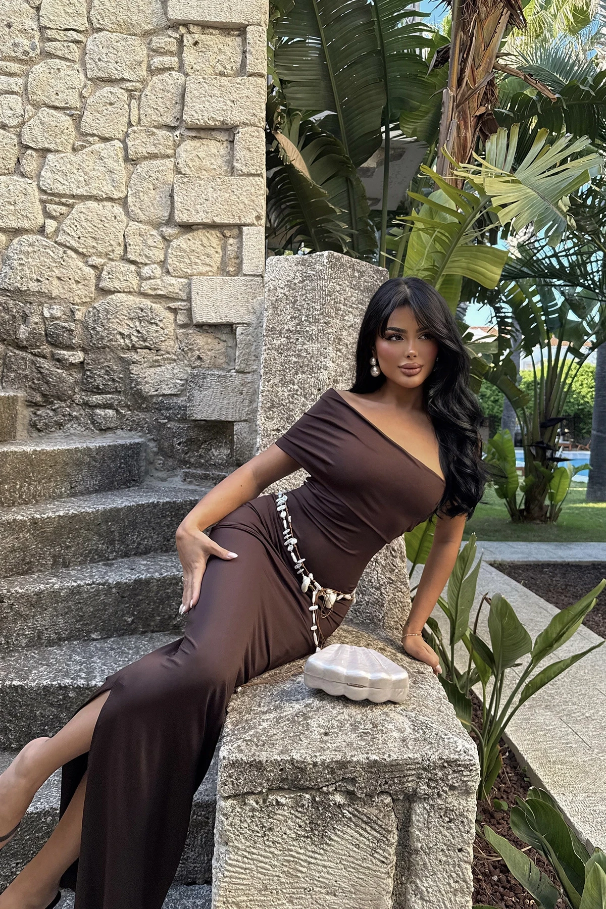 Picture of Brown Vanya Single Sleeve Dress