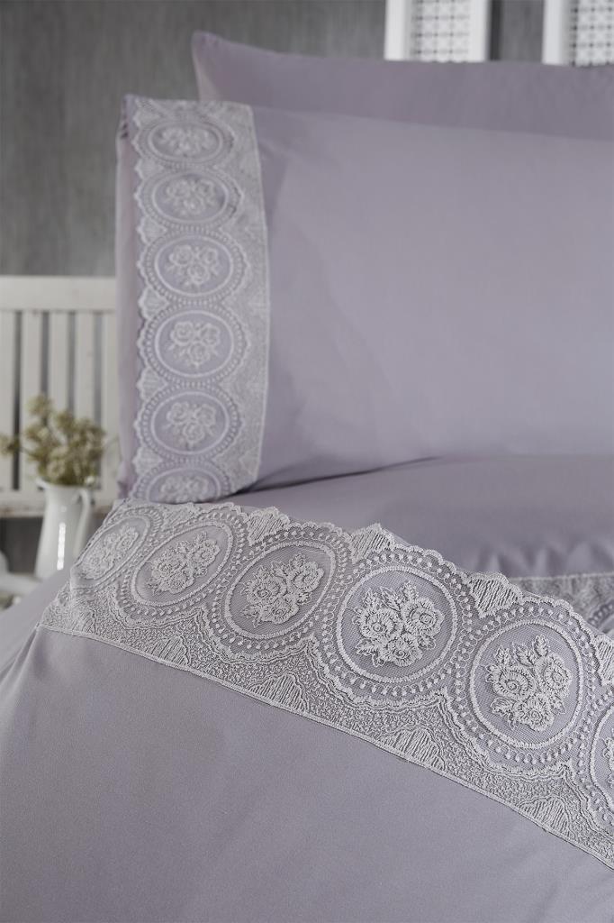 Picture of Fransız Dantelli Seda Çeyizlik Nevresim Takımı Gri