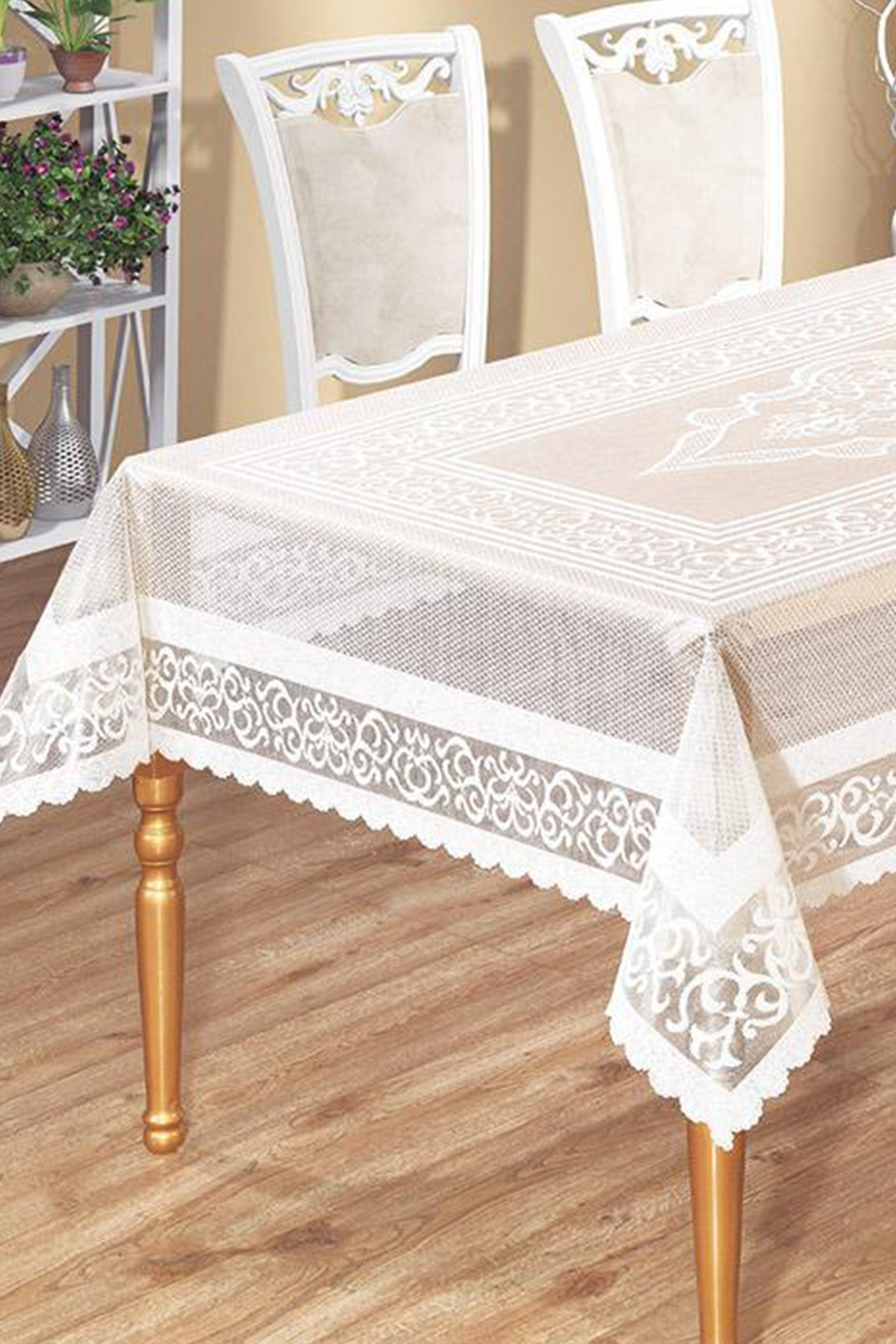 Picture of Venessi Örme Pano Desenli Masa Örtüsü Turkuaz