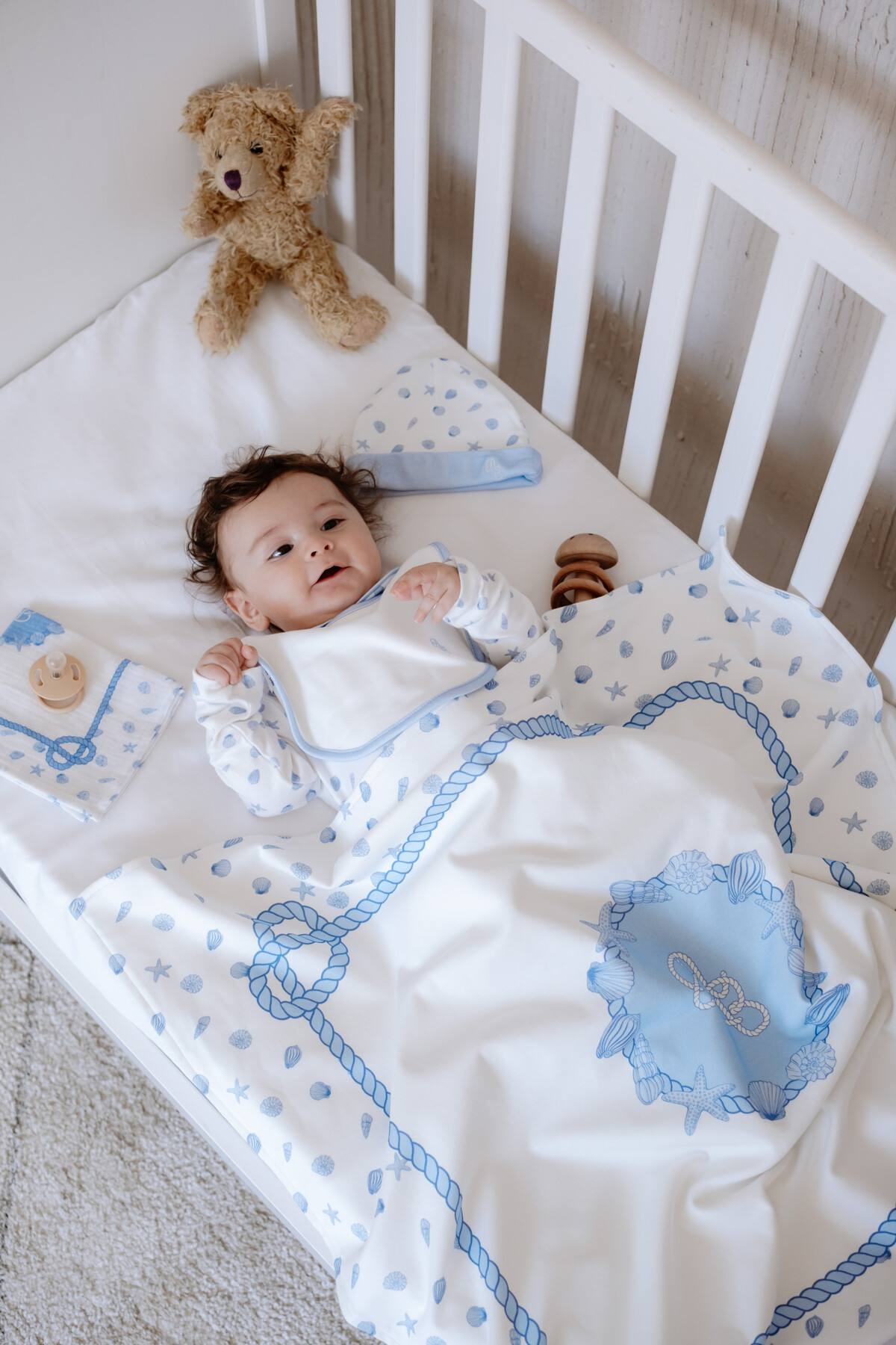 Picture of Çift Taraflı Bebek Battaniyesi - Deniz Kabukları