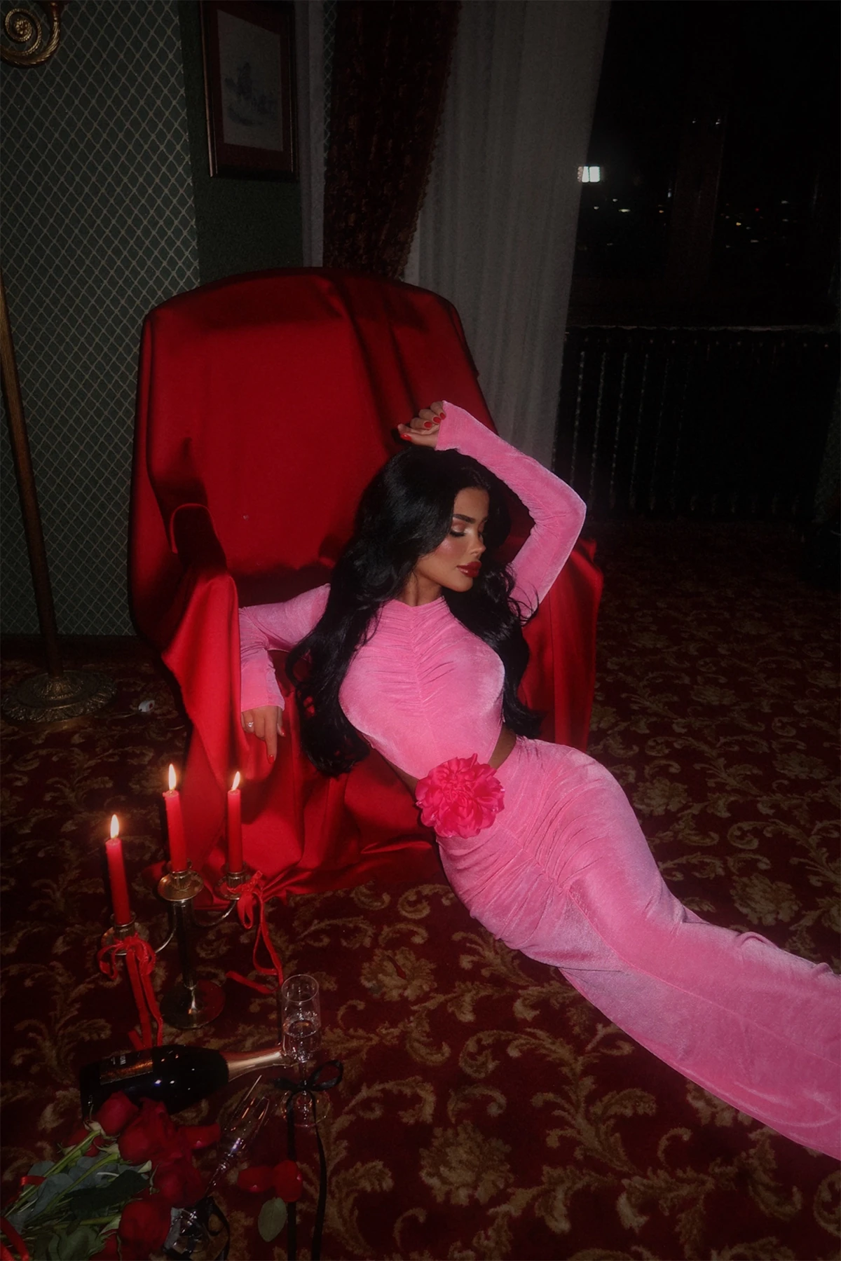 Picture of Fierello Rose Detailed Dress