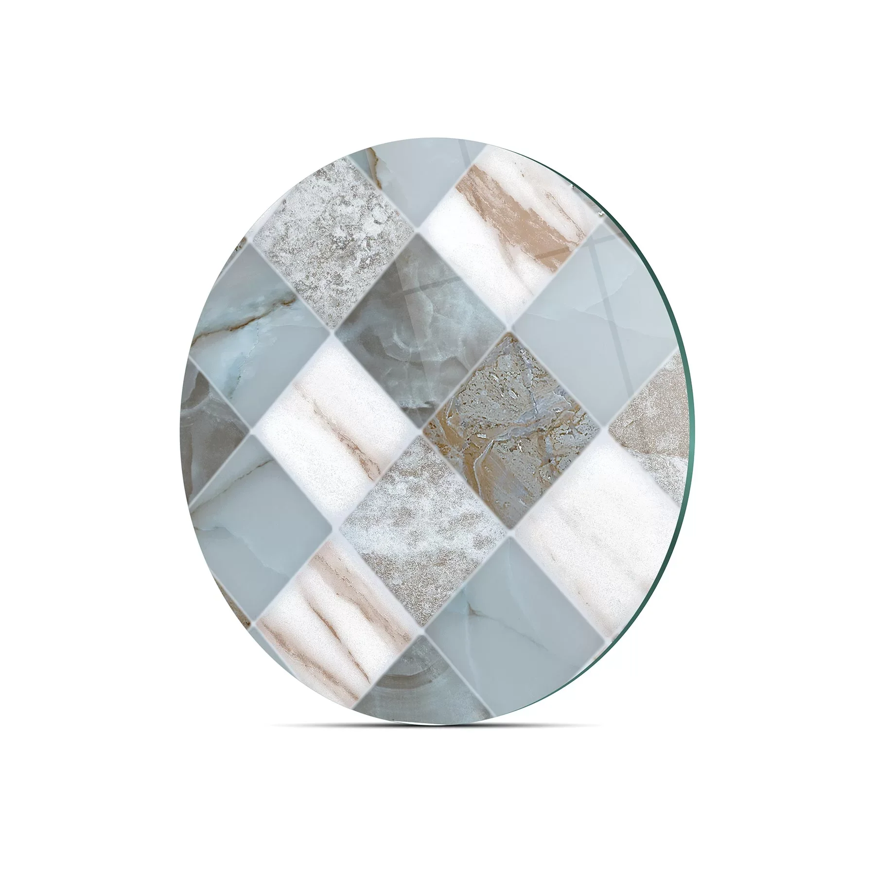 Picture of Decovetro Cam Kesme Tahtası ve Sunumluk Yuvarlak Gri Mermer Desenli 30x30 Cm