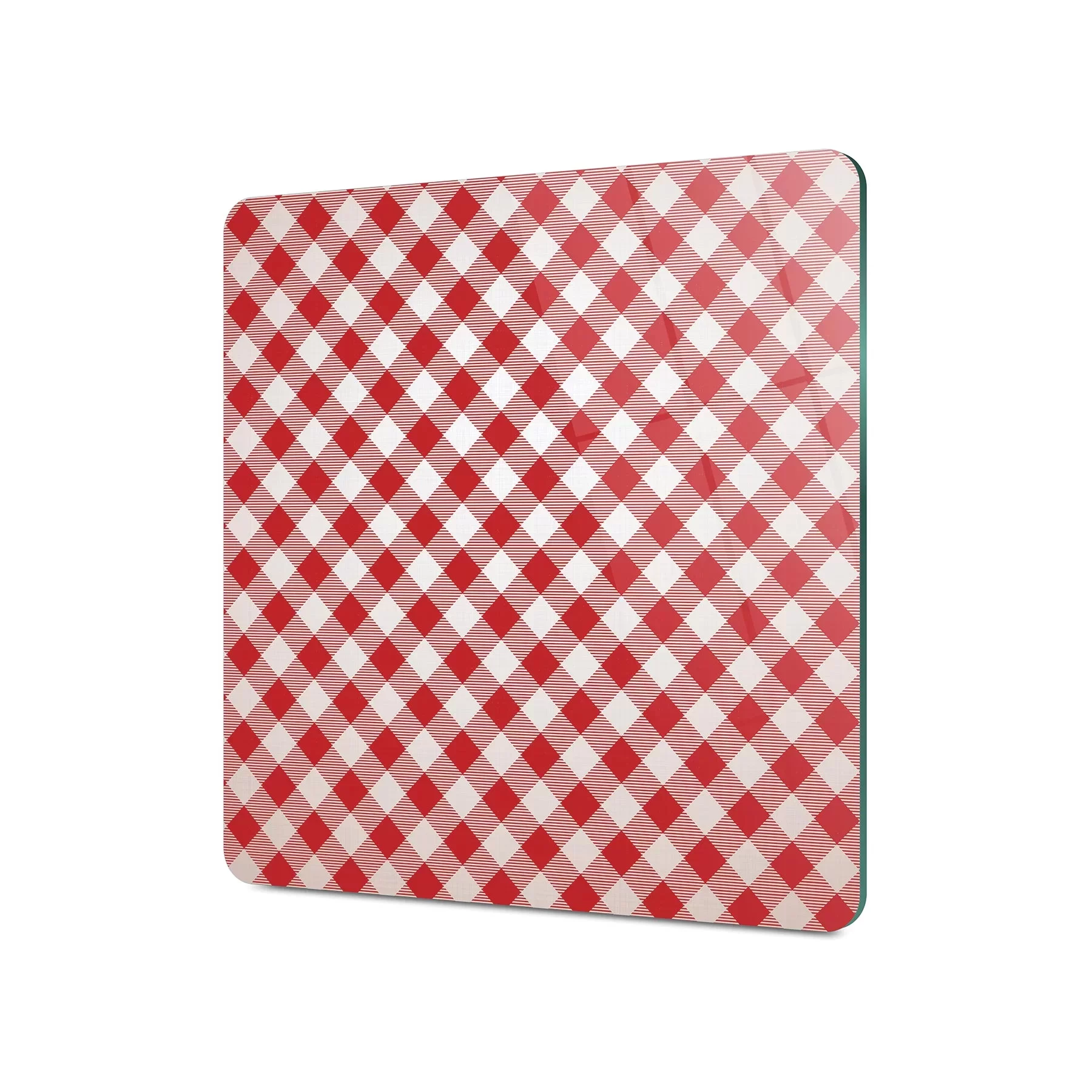 Picture of Decovetro Cam Kesme Tahtası ve Sunumluk Kare Kırmızı Beyaz Desenli 30x30 Cm