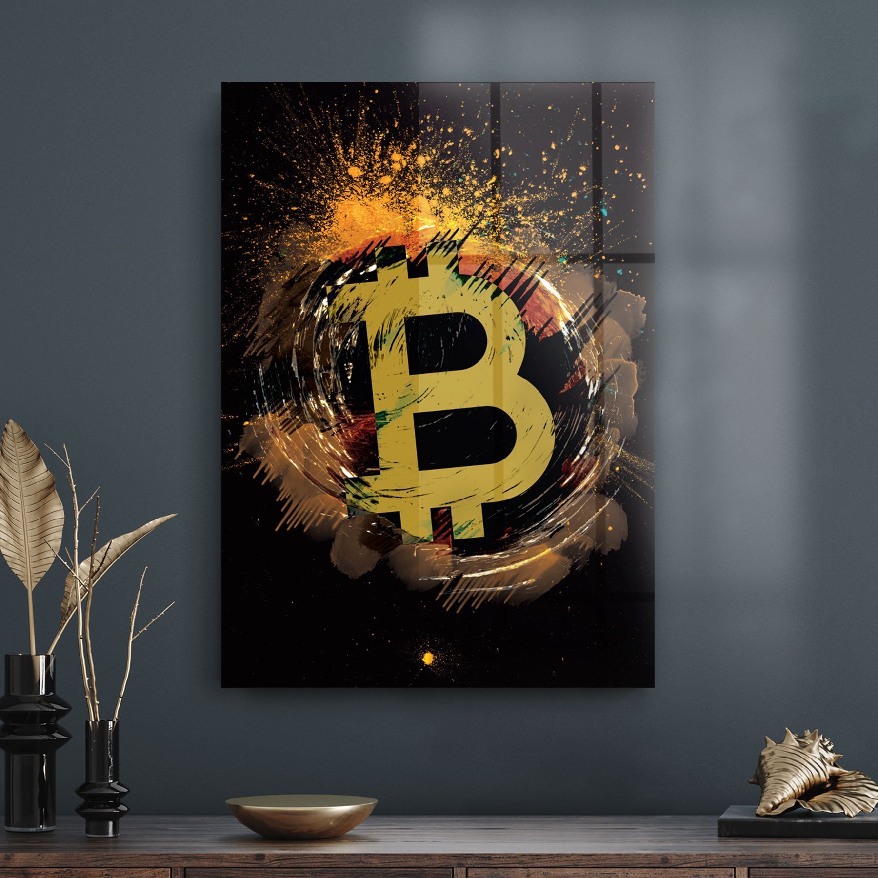 Picture of Decovetro Cam Tablo Bitcoin Temalı 30x40 cm