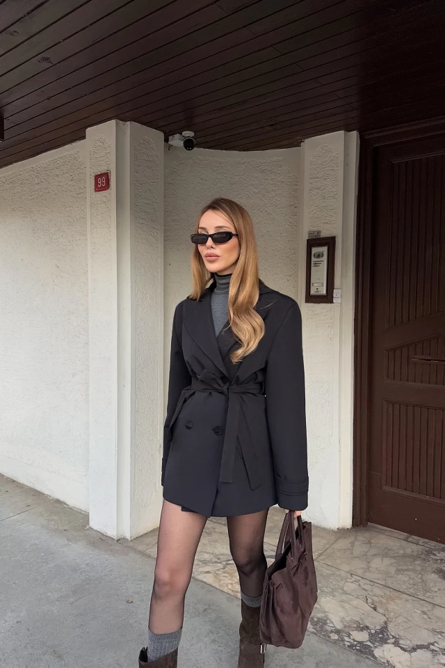 Picture of Black Alessandro Short Trench Coat