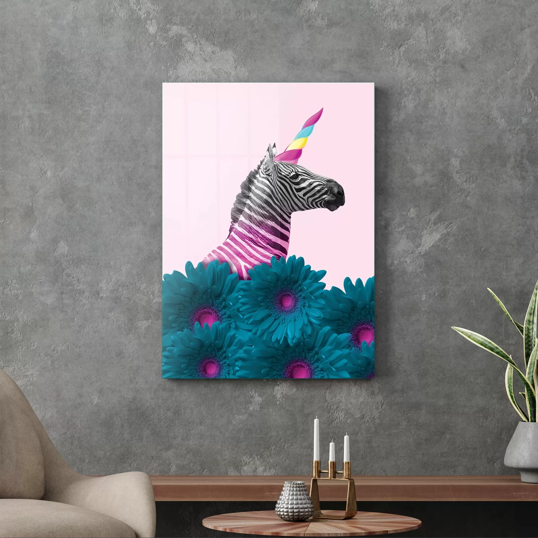 Picture of Decovetro Cam Tablo Modern Pop Art Unicorn 70x100 cm