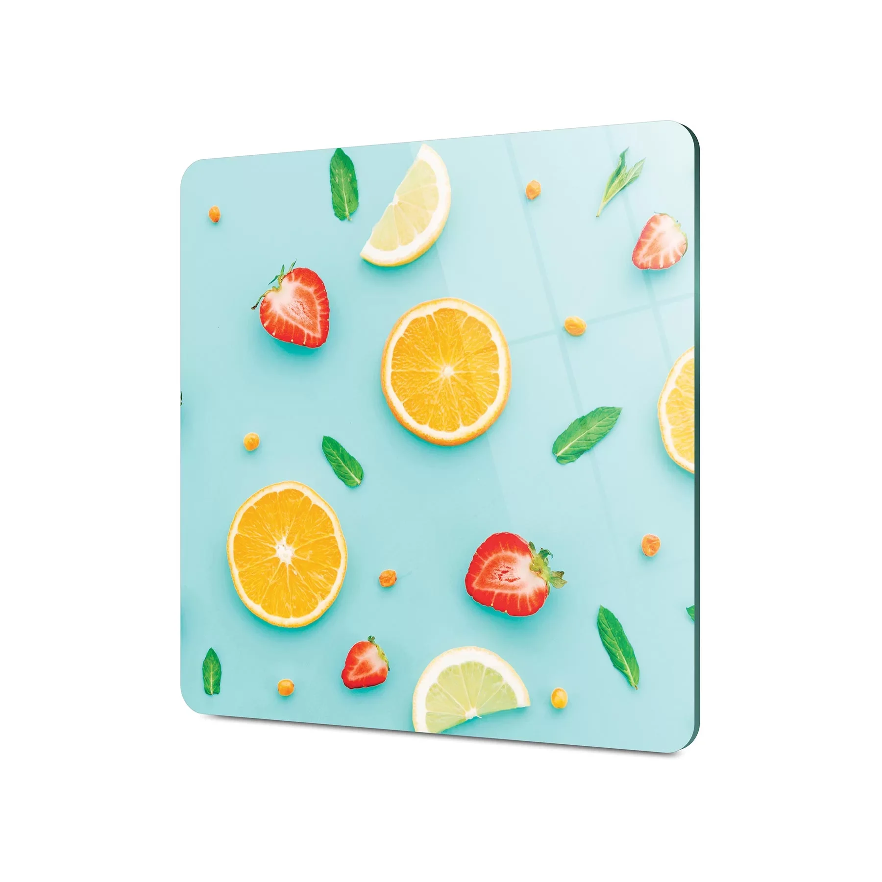 Picture of Decovetro Cam Kesme Tahtası ve Sunumluk Kare Meyve Görünümlü 30x30 Cm