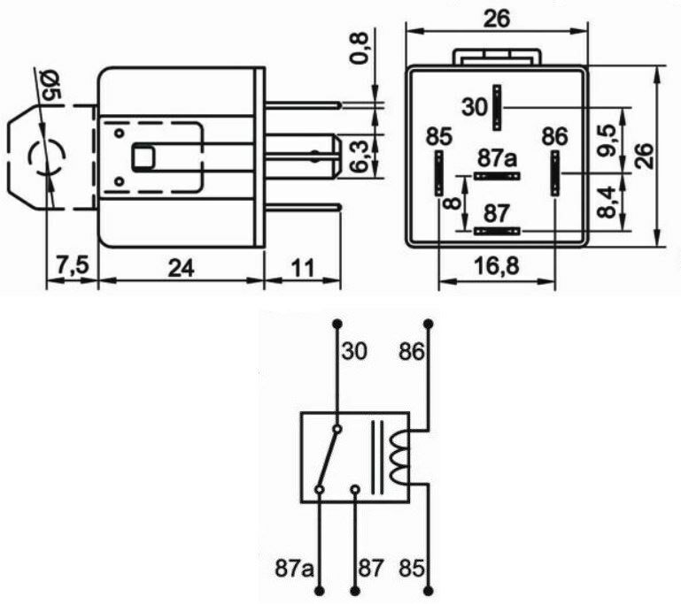 Picture of 12V 40A/30A Çift Platinli Mini Röle 5 Fişli Change Over 710140302