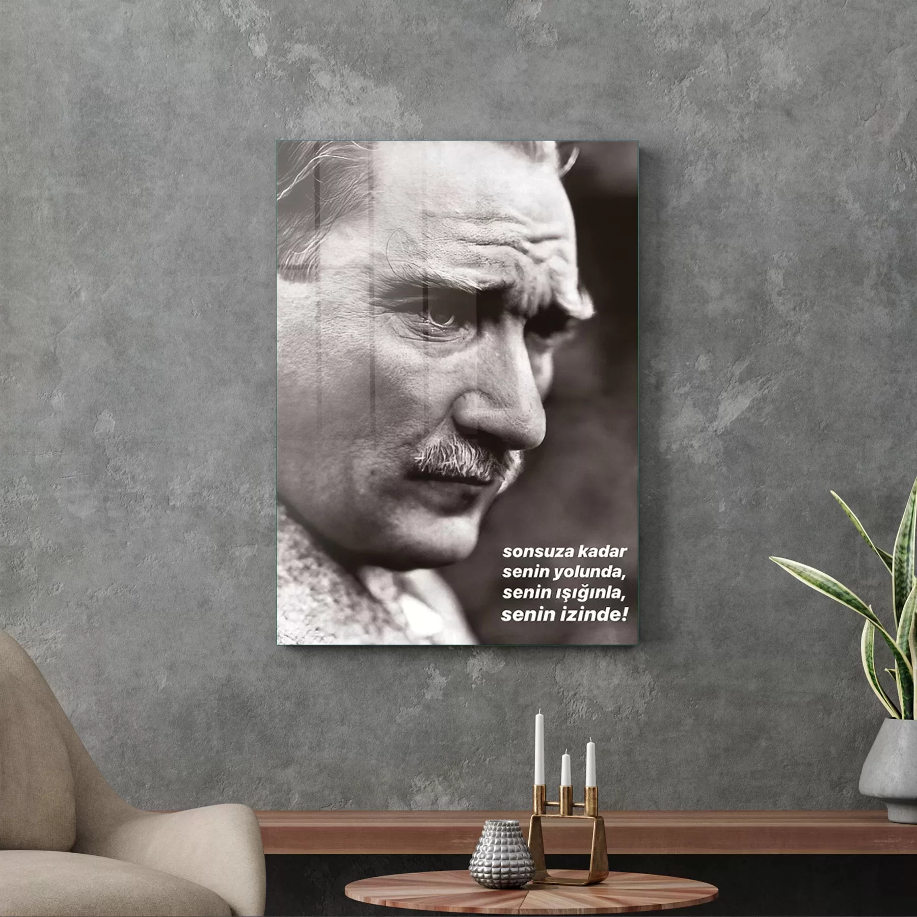 Picture of Decovetro Cam Tablo Atatürk Portresi Yazılı 50x70 cm