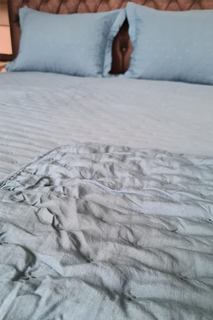 Picture of Washed Soft Çift Kişilik Yatak Örtüsü Petrol