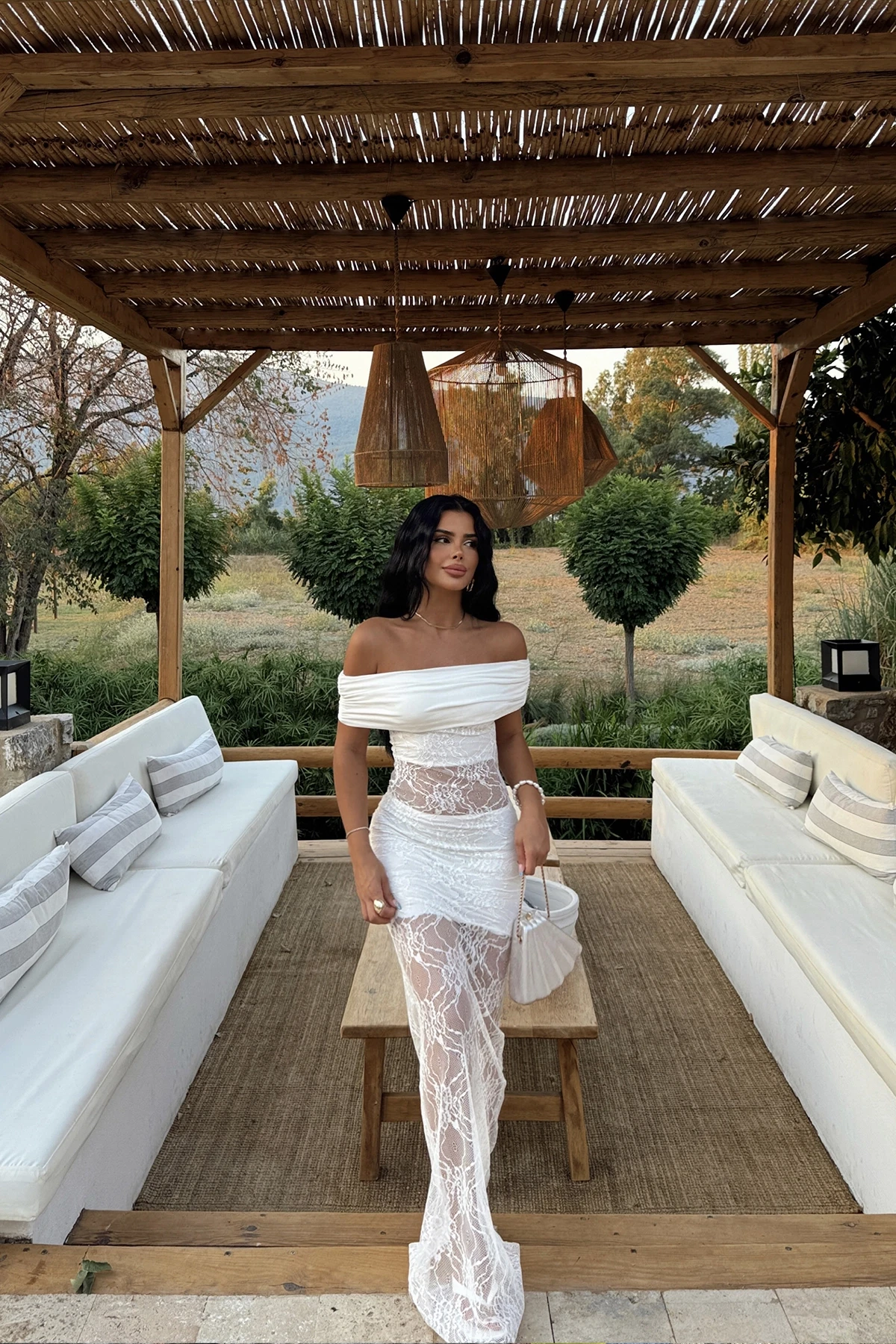 Picture of White Yelena Long Lace Dress