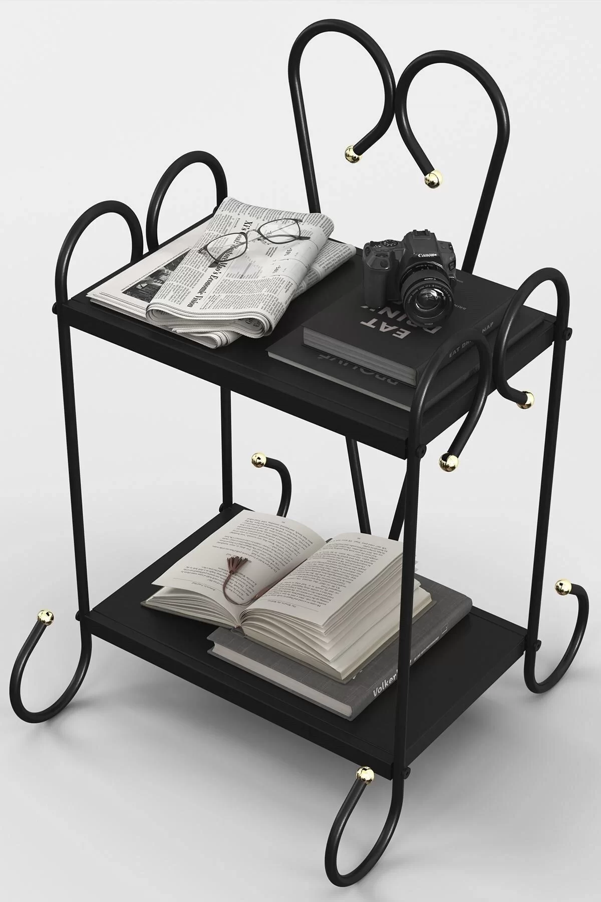 Picture of Bergama Retro Ferforje Metal Komodin Siyah