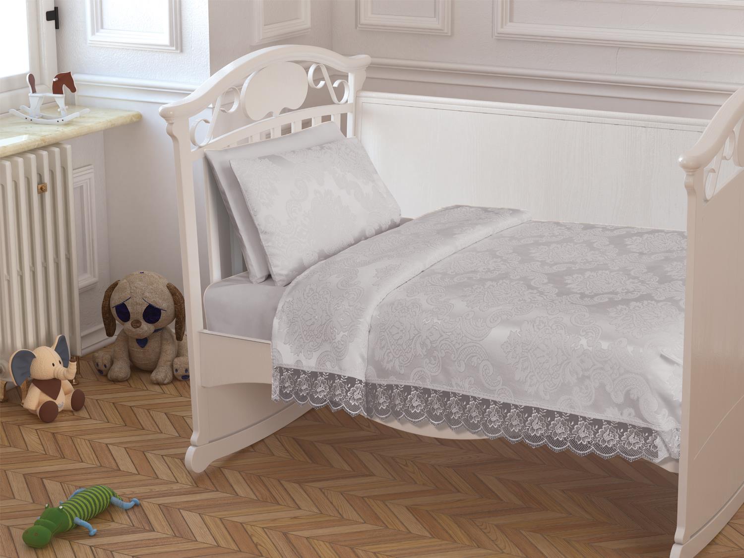 Picture of Çeyizdiyarı Fransız Güpürlü Bebek Pike Takımı Krem