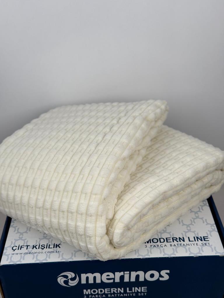 Picture of Merinos Twist Tek Kişilik Battaniye Seti Krem