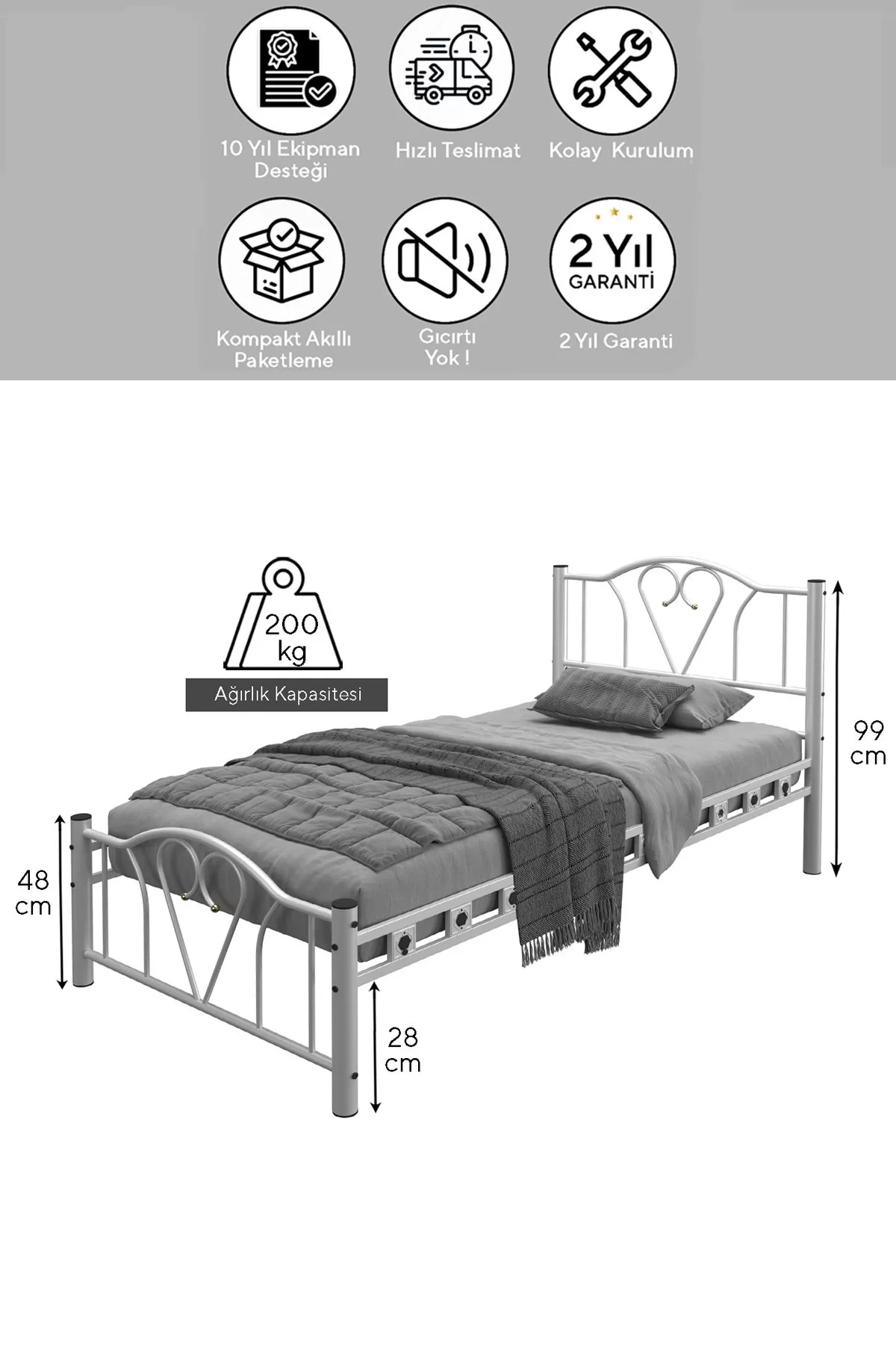 Picture of Belinay Tek Kişilik Ferforje Siyah Metal Karyola