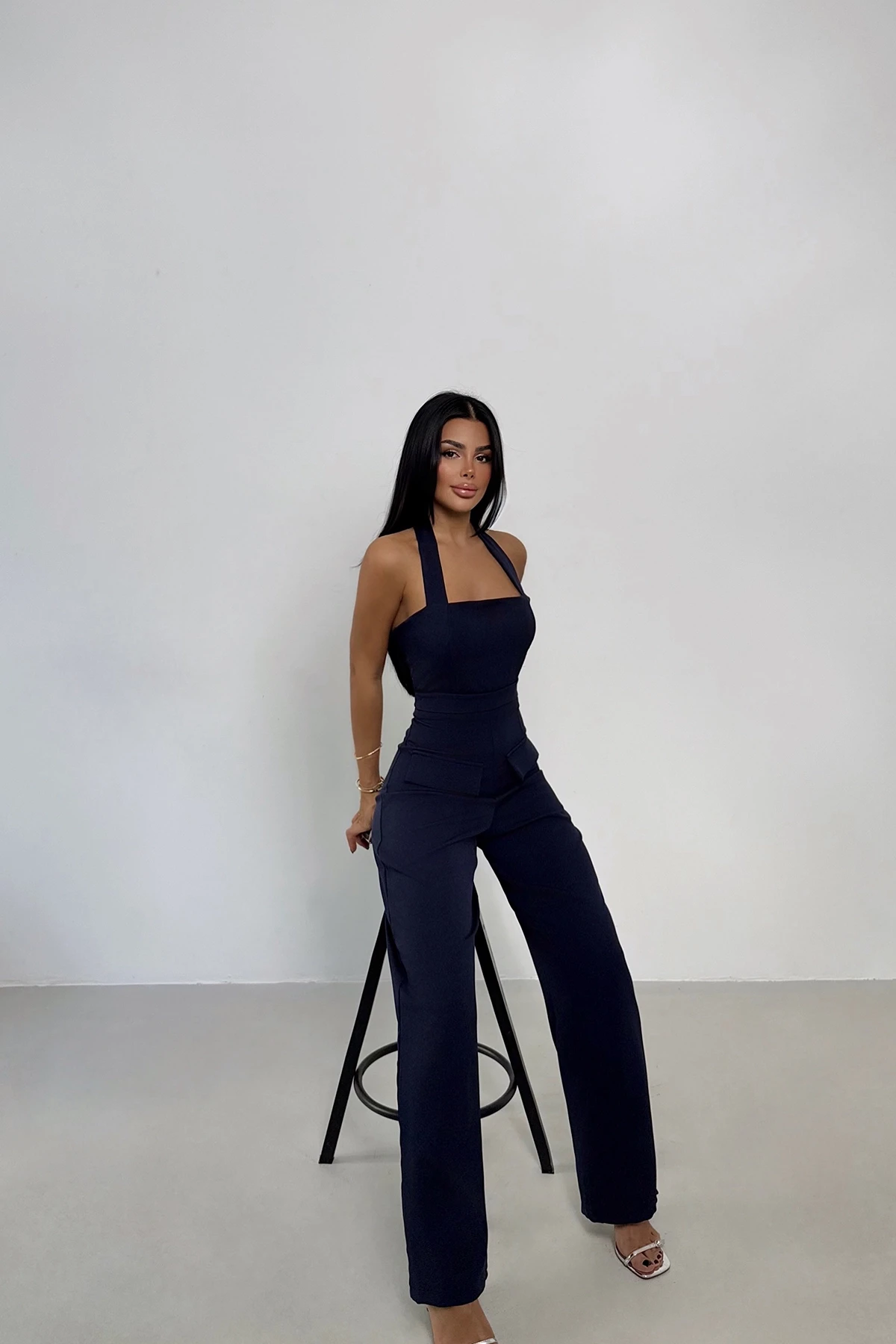 Picture of Navy Blue Pocket Detailed Trousers Suit