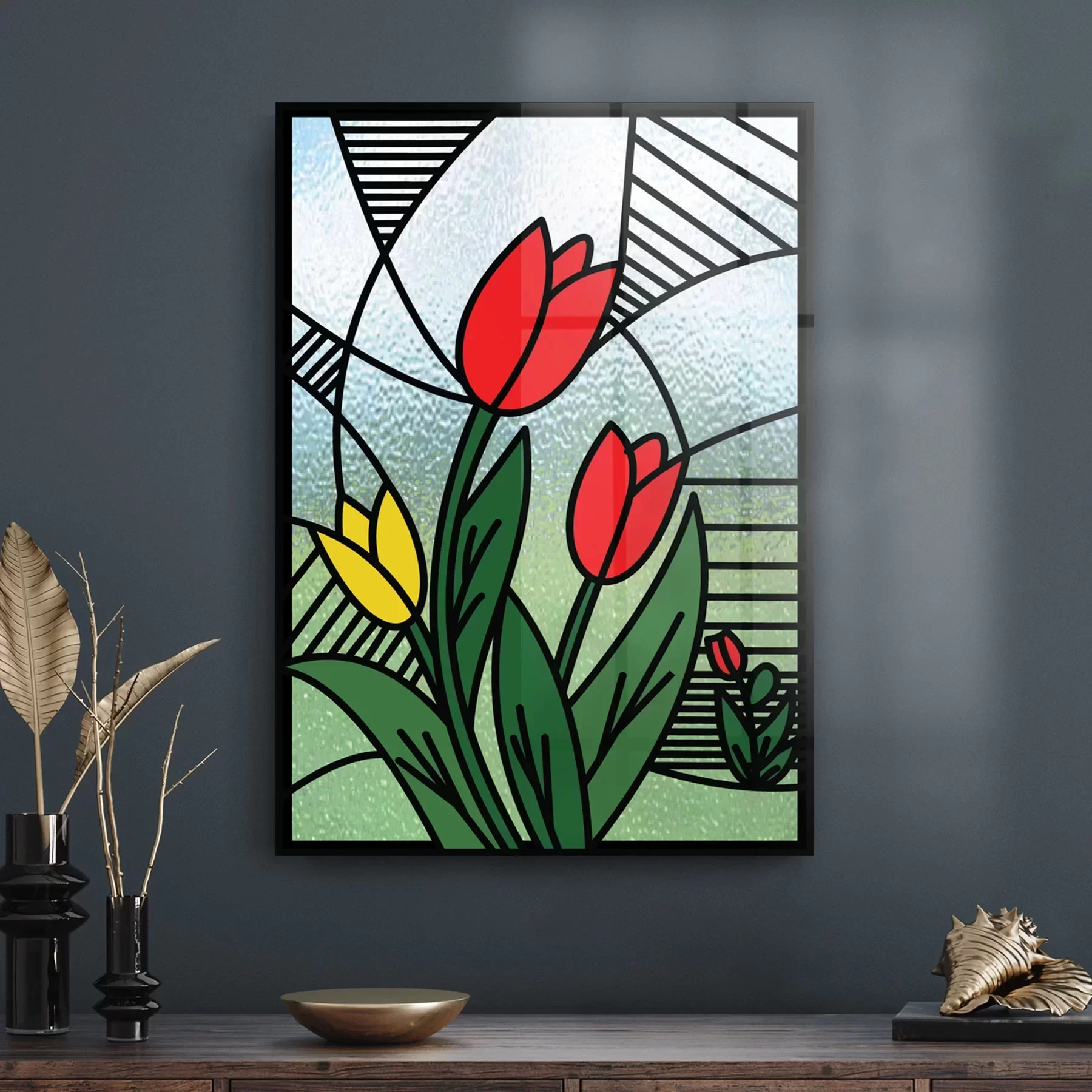 Picture of Decovetro Cam Tablo Vitray Lale Desenli 30x40 cm