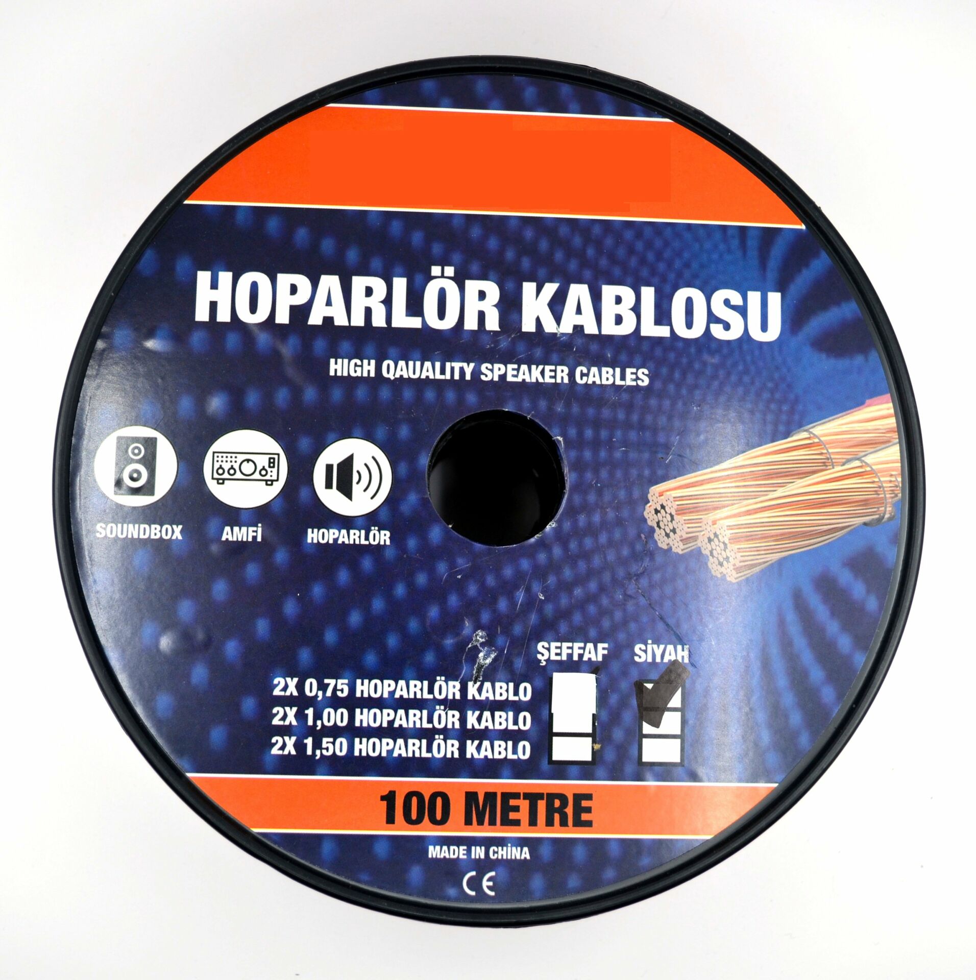 Picture of 100 Metre 2X0,75mm² CCA Bitişik Hoparlör Kablosu Kırmızı Siyah