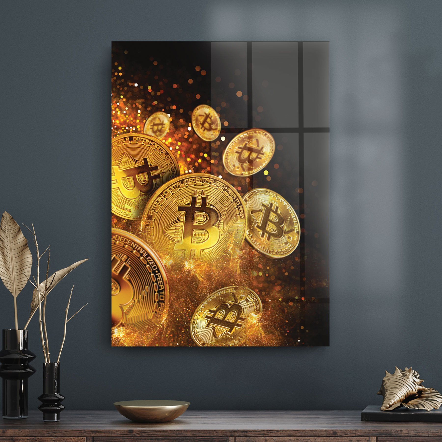 Picture of Decovetro Cam Tablo Bitcoin Gold 50x70 cm