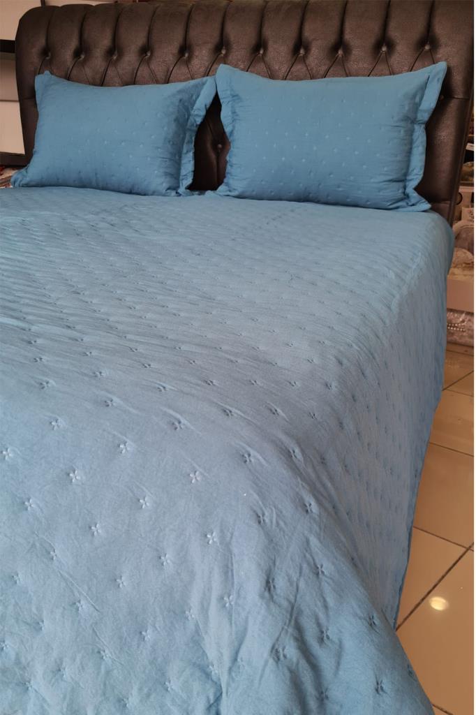 Picture of Washed Soft Çift Kişilik Yatak Örtüsü Petrol