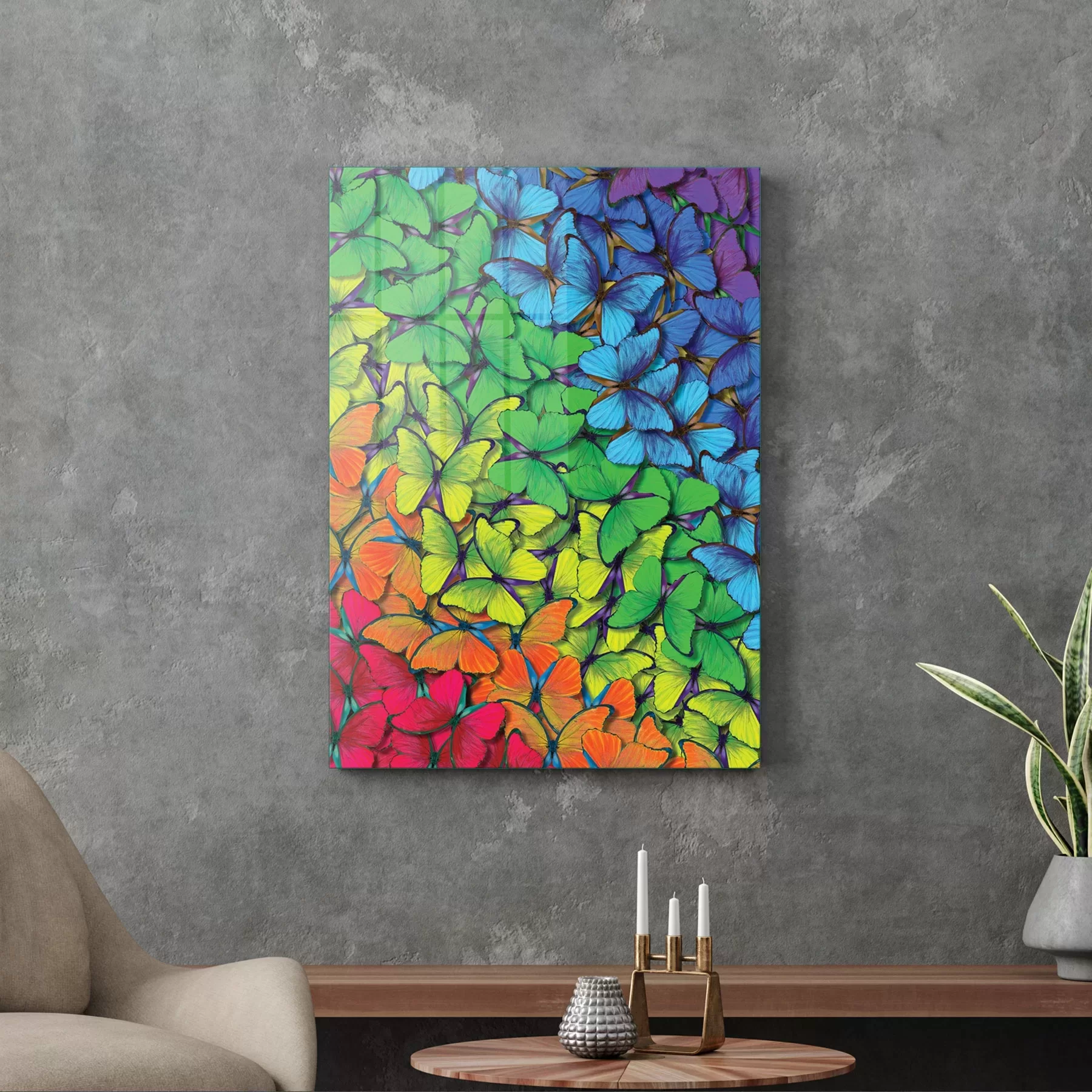 Picture of Decovetro Cam Tablo Renkli Kelebekler 70x100 cm