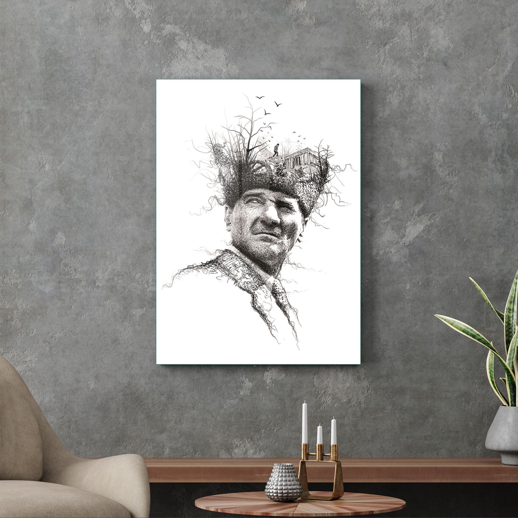 Picture of Decovetro Atatürk Cam Tablo Özel çizim 30x40 cm