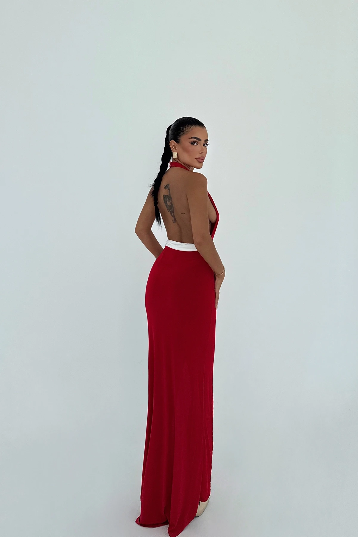 Picture of Red Front Tie Long Dress