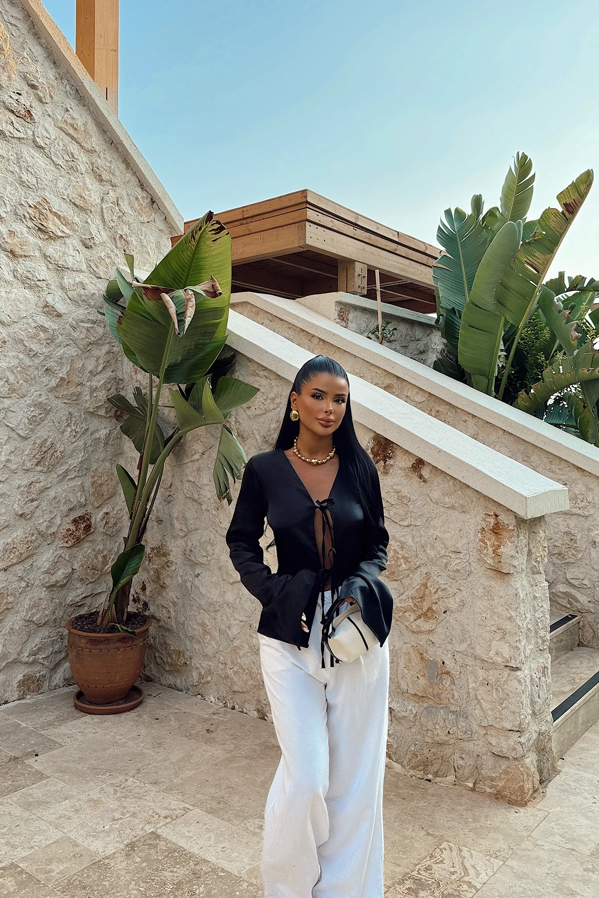 Picture of Black Tie Front Shirt