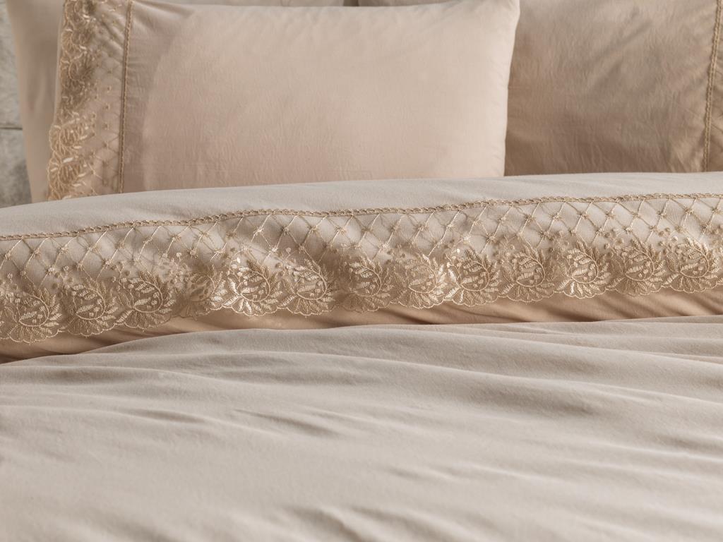 Picture of Fransız Dantelli Suzan Çeyizlik Nevresim Takımı Cappucino