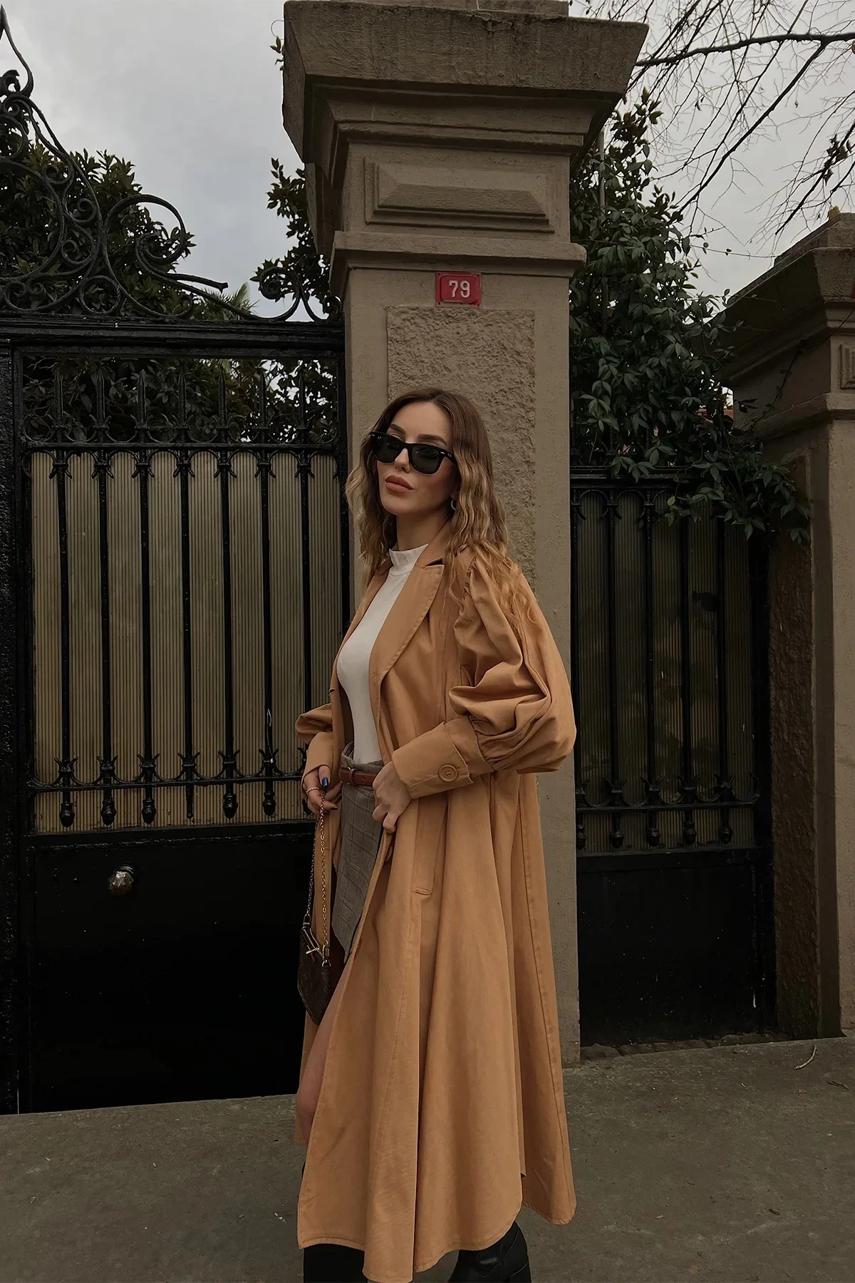 Picture of Tan Button Front Trench Coat