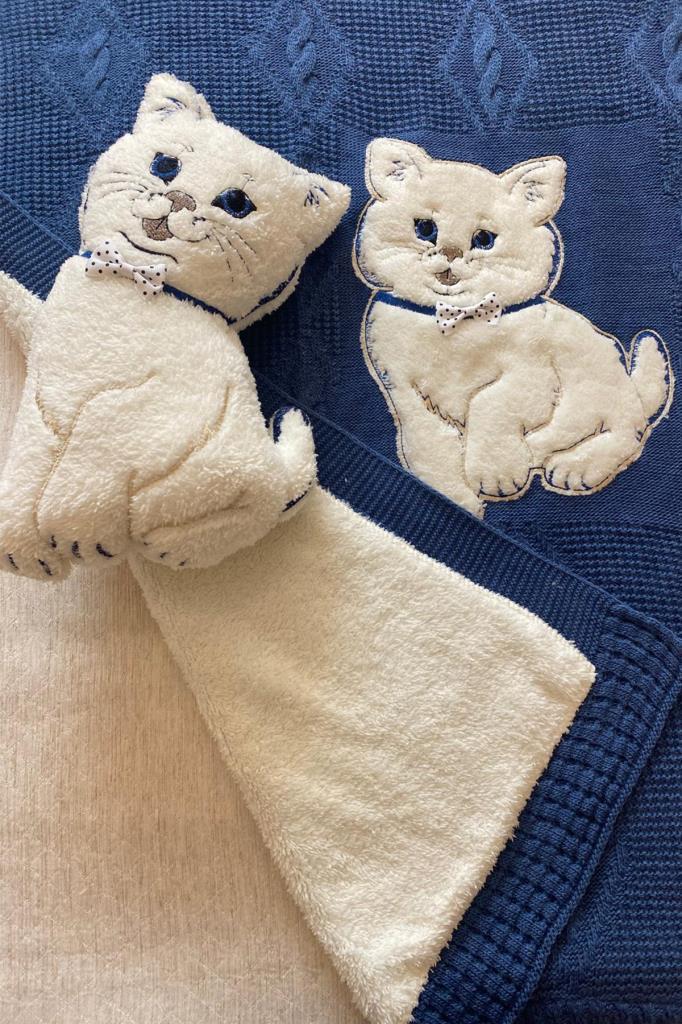 Picture of Oyuncak Hediyeli Bebek Triko Battaniye 90x90 Cm Lacivert