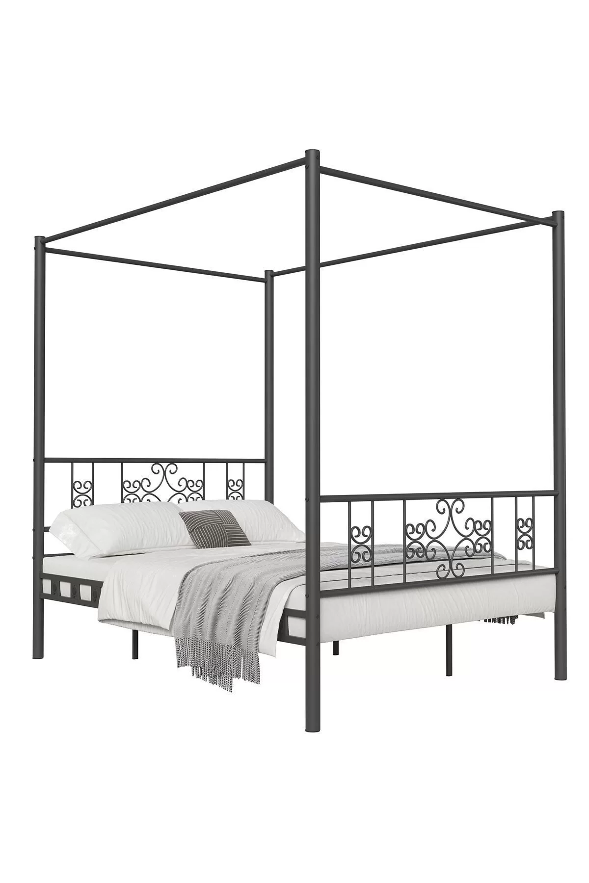 Picture of Stella Sultan Başlıklı Çift Kişilik Ferforje Metal Karyola (CİBİNLİKSİZ) Siyah