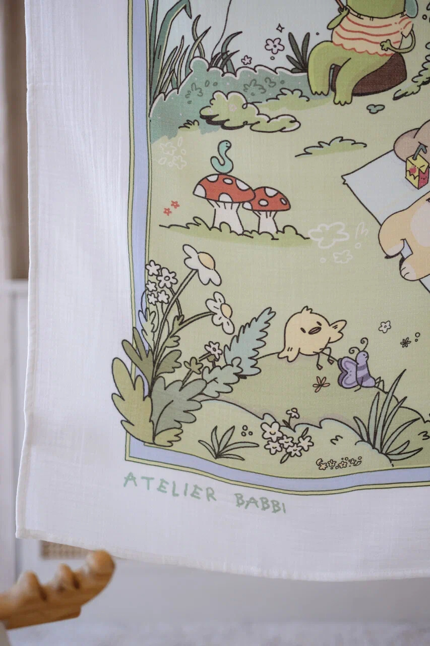 Picture of Müslin Bebek Örtüsü Ve 3’Lü Ağız Bezi Seti - Piknik