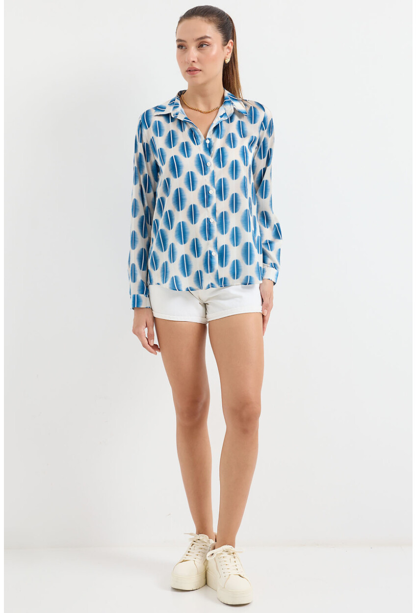 Picture of 3964 Hafif Dökümlü Saten Gömlek