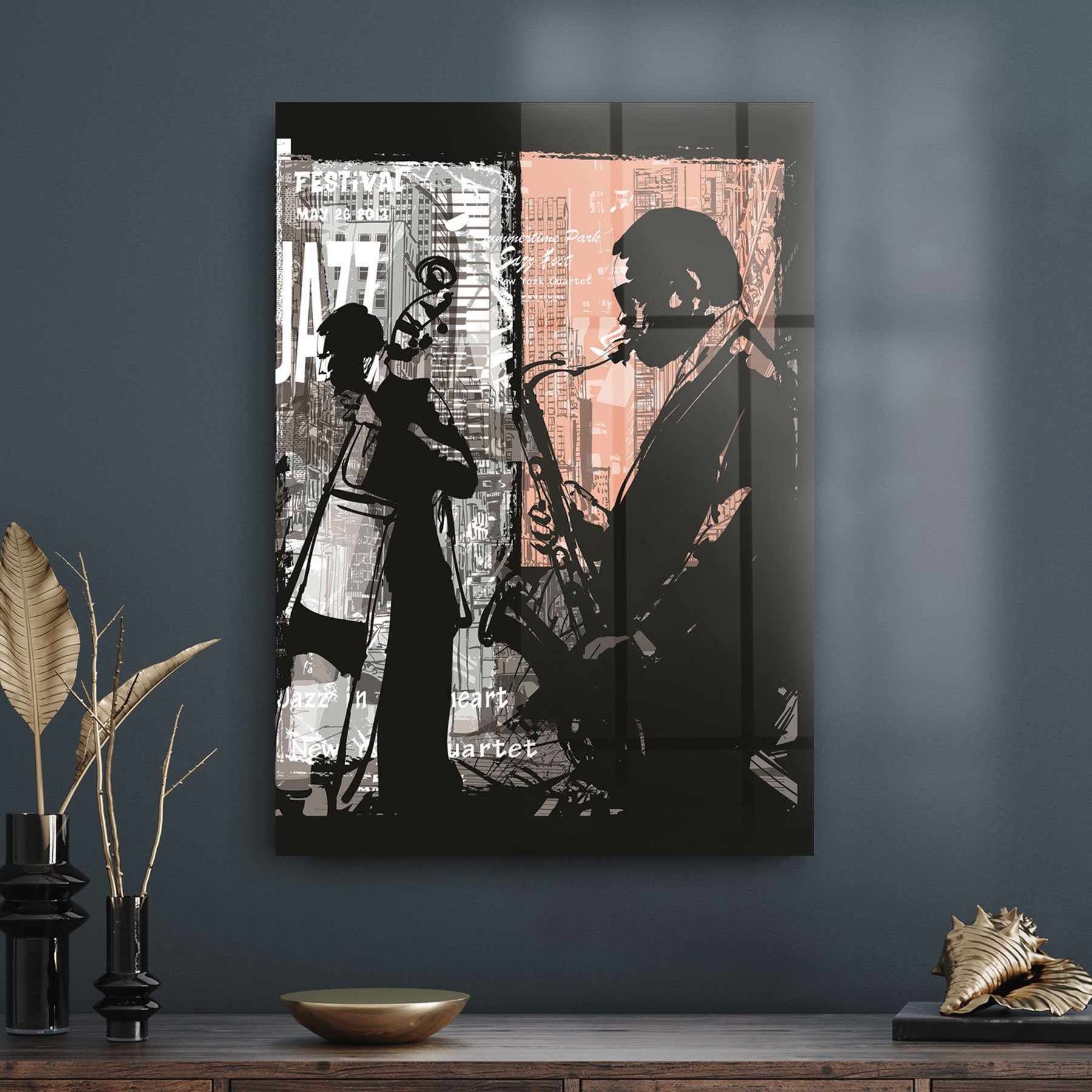 Picture of Decovetro Cam Tablo Caz Müzisyeni Temalı 30x40 cm