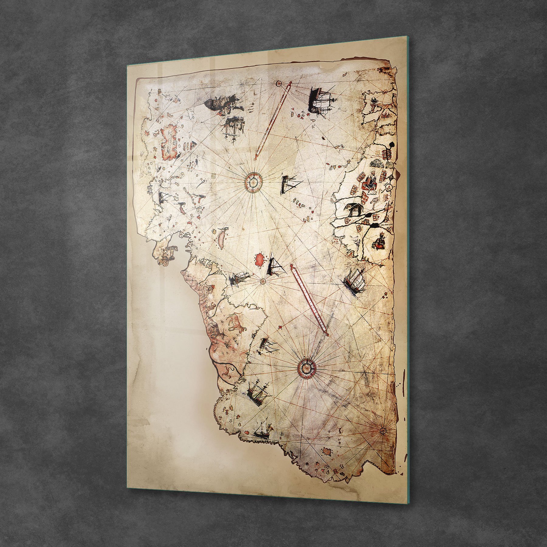 Picture of Decovetro Piri Reis Haritası Cam Tablo 50x70 cm