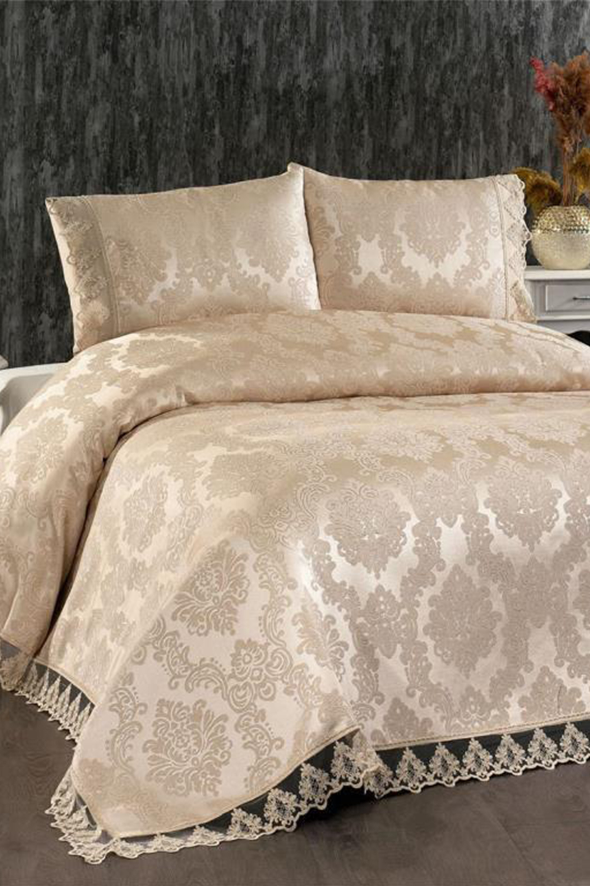 Picture of Çeyiz Diyarı Demontis Çift Kişilik Yatak Örtüsü Cappucino